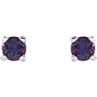 Ladies 14K White 2.5 mm Round Chatham® Created Alexandrite Earrings