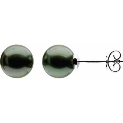 14K Palladium White 10 mm Tahitian Cultured Pearl Earrings
