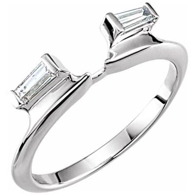 Ladies 14K White 1/8 CTW Diamond Baguette Wrap-Style Ring Enhancer