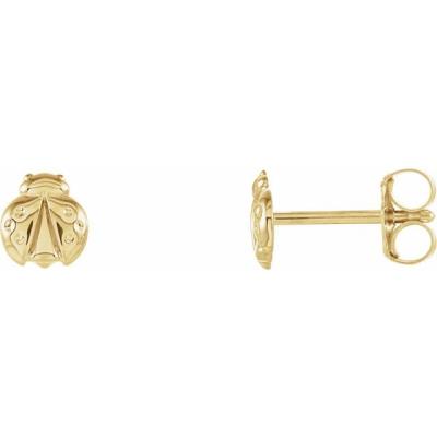 14K Yellow Gold Ladybug Earrings
