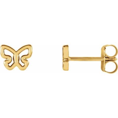14K Yellow Gold 6.1x4.8 mm Butterfly Earrings