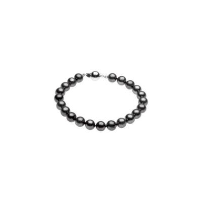 Sterling Silver Freshwater Cultured Black Pearl 7.75" Bracelet