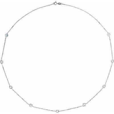 Sterling Silver 4 mm Round Cubic Zirconia Station 18" Necklace