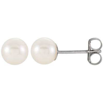14K White 5-5.5 mm Freshwater Cultured Pearl Earrings