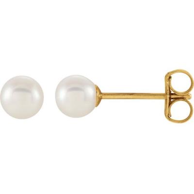 14K Yellow Gold Freshwater Cultured Pearl Earrings