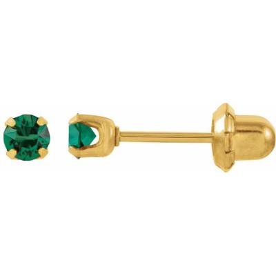 24K Gold Plated Sterling Silver Imitation Emerald Inverness® Piercing Earrings  