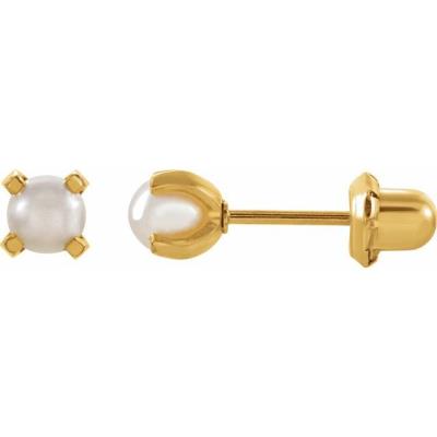 24K Gold-Washed Stainless Steel Imitation Pearl Piercing Earrings   