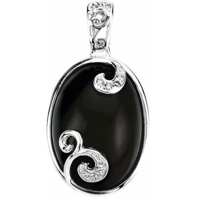 Sterling Silver Onyx & .05 CTW Diamond Pendant