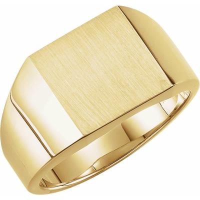 Mens 14K Yellow 12 mm Square Signet Ring