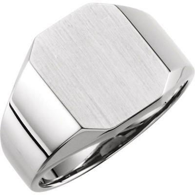 Mens Sterling Silver 14x12 mm Octagon Signet Ring
