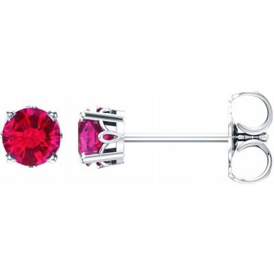 14K White Ruby 4-Prong Scroll Setting® Stud Earrings