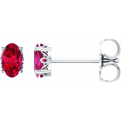 Ladies 14K White Chatham® Created Ruby Earrings