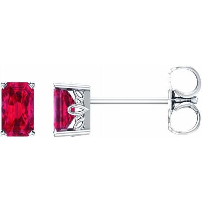 14K White Chatham® Created Ruby Earrings