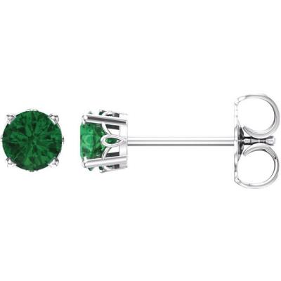 14K White Emerald 4-Prong Scroll Setting® Stud Earrings