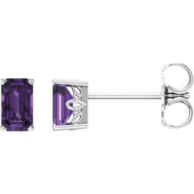 14K White Amethyst Earrings