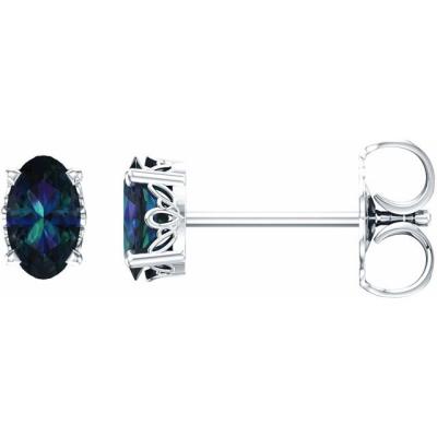 Ladies 14K White Chatham® Created Alexandrite Earrings