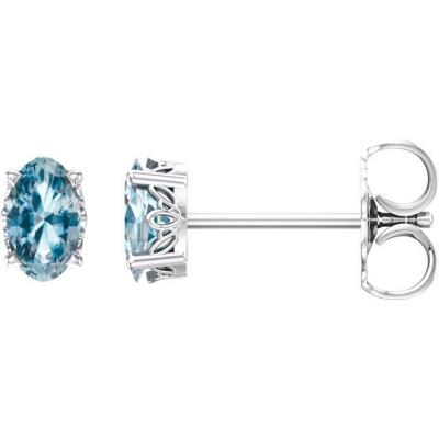Ladies 14K White Sky Blue Topaz Earrings