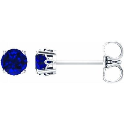 14K White Sapphire 4-Prong Scroll Setting® Stud Earrings