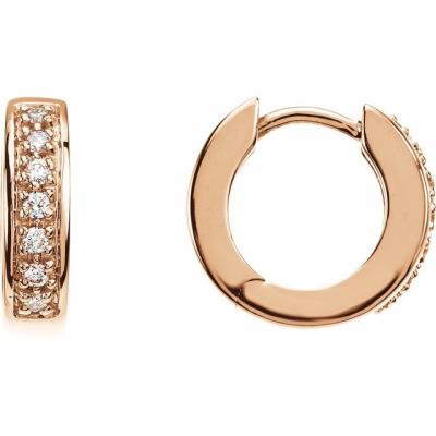 14K Rose 1/6 CTW Diamond Hoop Earrings