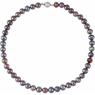 Sterling Silver Black Freshwater Cultured Pearl 18" Necklace