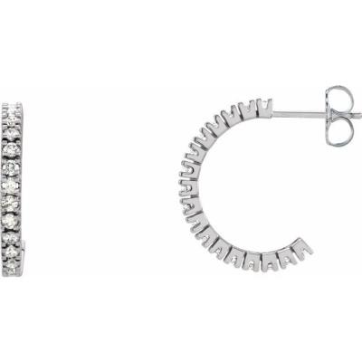 14K White 5/8 CTW Diamond Hoop Earrings