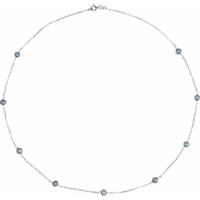 14K White Black Freshwater Cultured Pearl 18" Station Necklace