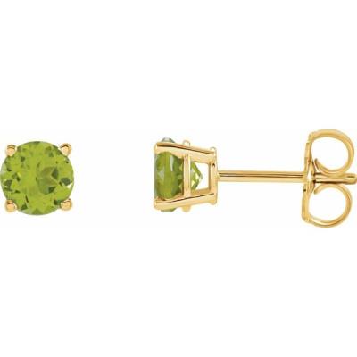Ladies 14K Yellow Gold 5 mm Round Peridot Earrings