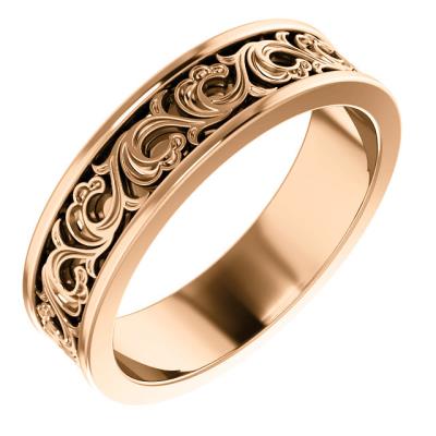 Mens 14K White 6 mm Sculptural-Inspired Band Size 10