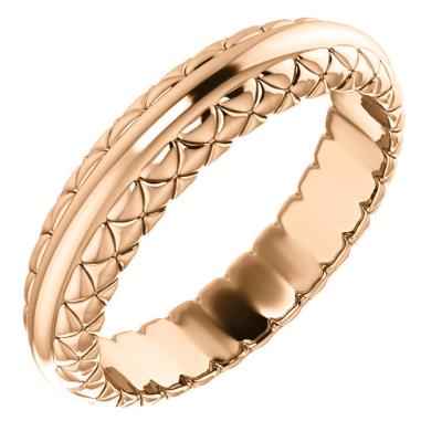 Ladies 14K Rose 4.5 mm Woven-Design Band Size 7