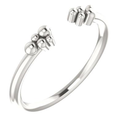 Ladies 14K Rose Stackable Beaded Negative Space Ring