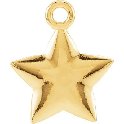 14K Yellow Gold 11.5x9.75 mm Puffed Star Charm with Jump Ring
