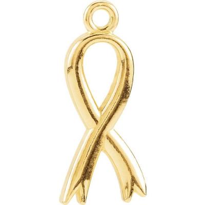 14K Yellow Gold Breast Cancer Awareness Ribbon Charm 