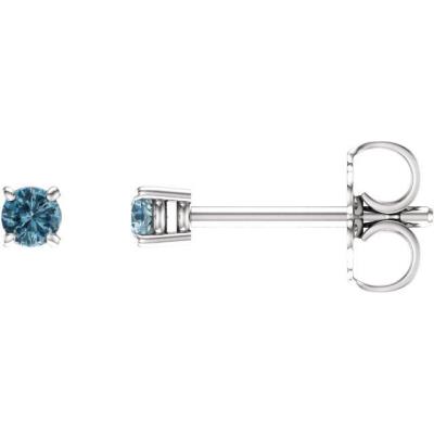 Ladies 14K White 2.5 mm Round Sky Blue Topaz Earrings