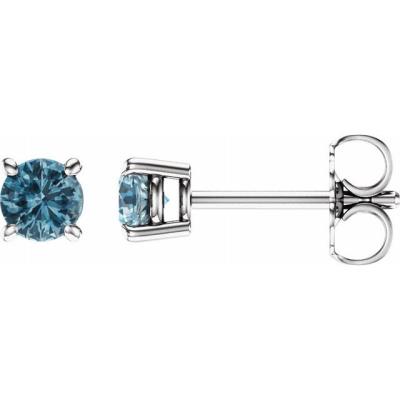 Ladies 14K White 4 mm Round Sky Blue Topaz Earrings