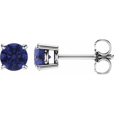 14K White 5 mm Round Tanzanite Earrings