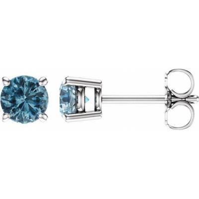 Ladies 14K White 5 mm Round Sky Blue Topaz Earrings