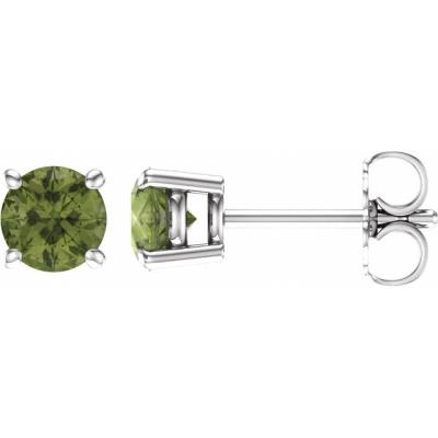 Ladies 14K White 5 mm Round Peridot Earrings