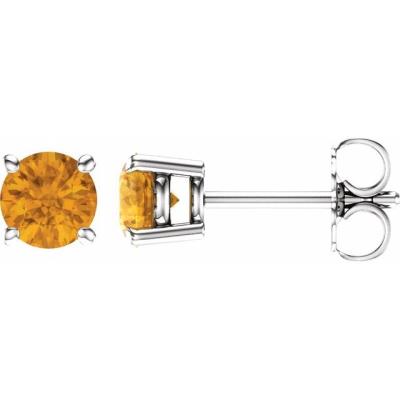 Ladies 14K White 5 mm Round Citrine Earrings
