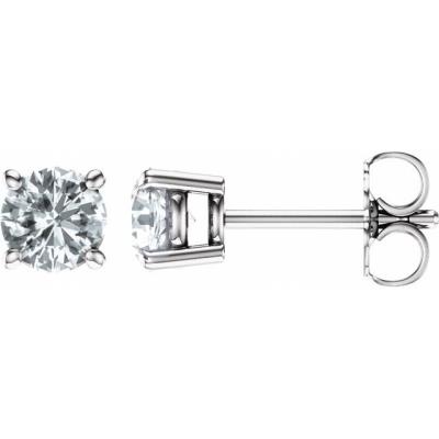 Ladies 14K White 5 mm Round Sapphire Earrings       