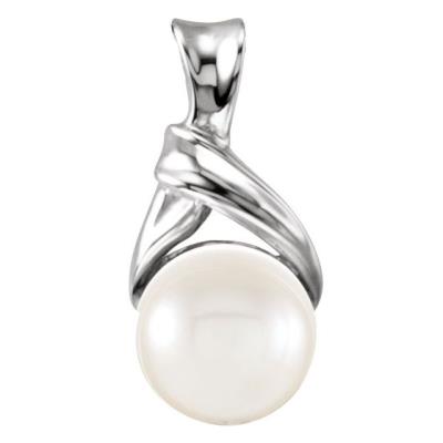 14K White Akoya Cultured Pearl Pendant