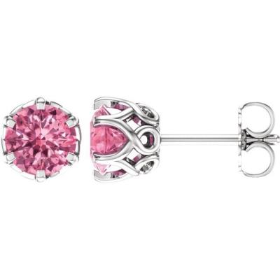 14K White Baby Pink Topaz Earrings
