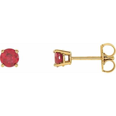 14K Yellow Gold 4 mm Round Chatham® Created Ruby Earrings 