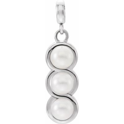 14K White 4.0-4.5 mm Freshwater Cultured Pearl Pendant