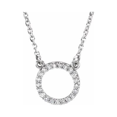 14K White 1/10 CTW Diamond Circle 16" Necklace