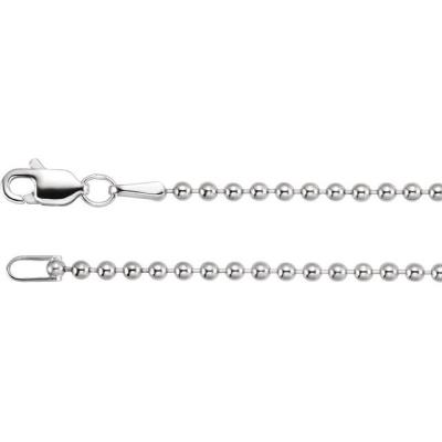 14K White 1.8m Hollow Bead 20" Chain