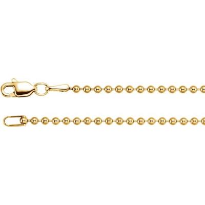 14K Yellow Gold 1.8m Hollow Bead 24" Chain