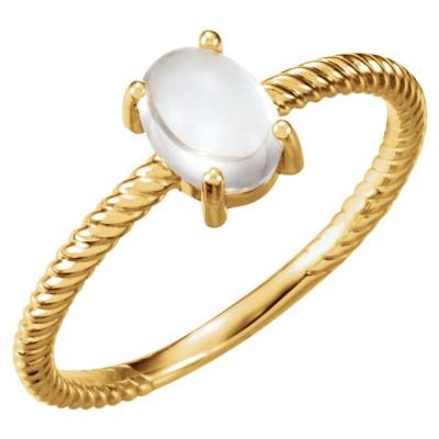 Ladies 14K Yellow Gold Moonstone Cabochon Ring