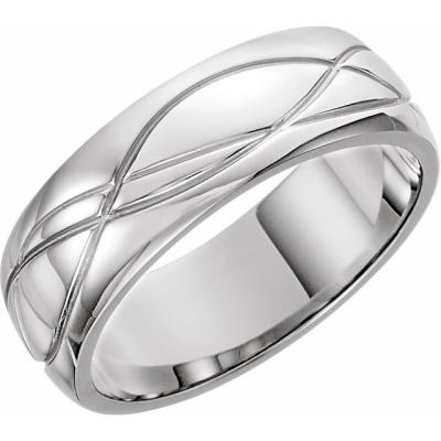 14K White 8 mm Grooved Band Size 11.5