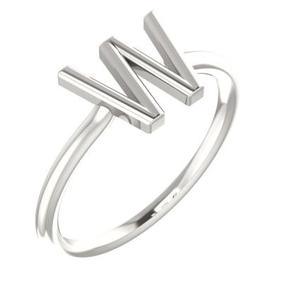Ladies 14K White Initial W Ring