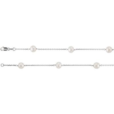 14K White Pearl Station 18" Necklace
